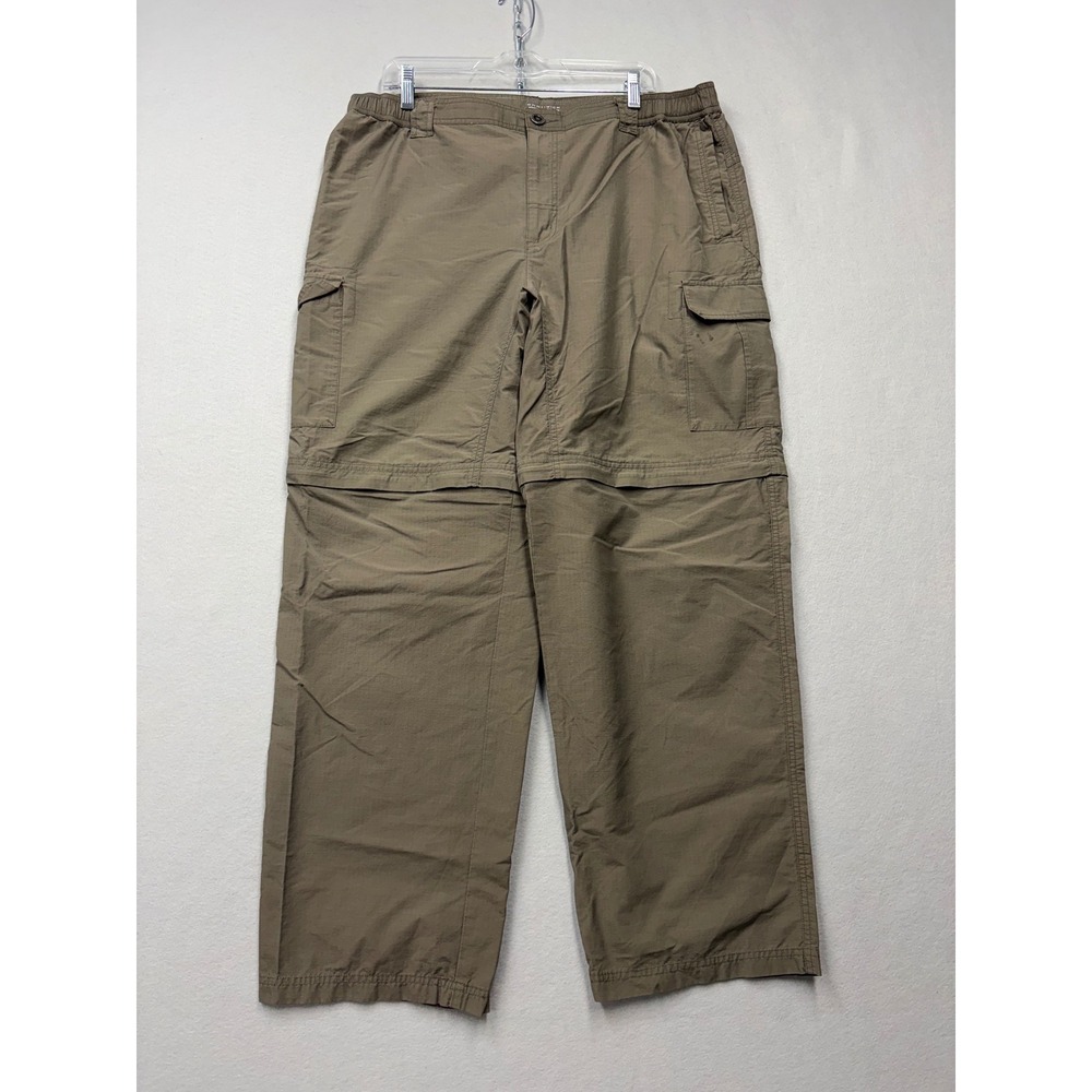 Columbia Convertible Cargo Pants Mens XL 30 Brown Omni-Wick Zip Off Ripstop